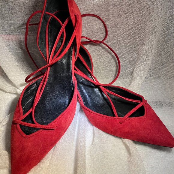 UTERQUE RED TIE-UP PUMPS (SZ 39) (EUC) - Picture 1 of 6